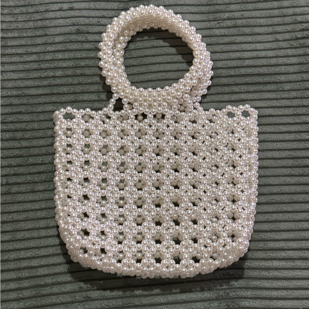 Pearl Beaded Handbag - White